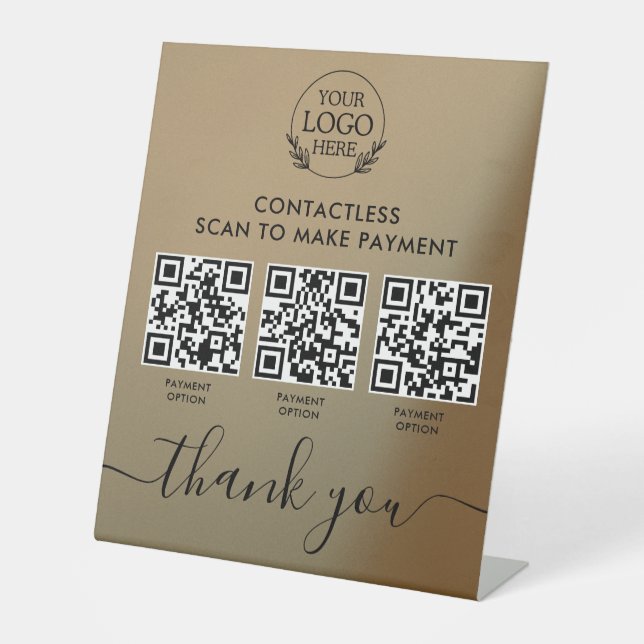 Custom Retail Pedestal Sign with Multi-QR Code Pay (Front)