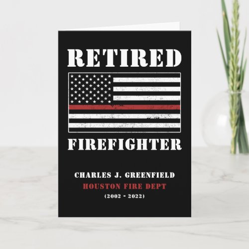 Custom Retired Firefighter Thin Red Line Gift Card
