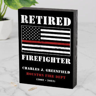 Custom Retired Firefighter Thin Red Line Gift Wooden Box Sign