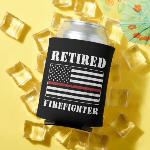 Custom Retired Firefighter Thin Red Line Gifts Can Cooler