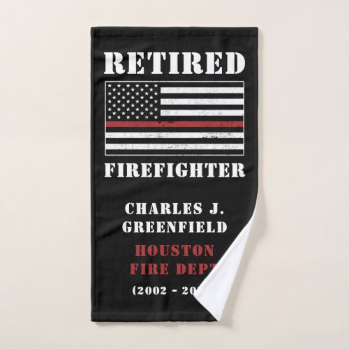 Custom Retired Firefighter Thin Red Line Gifts Hand Towel