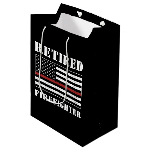 Custom Retired Firefighter Thin Red Line Medium Gift Bag