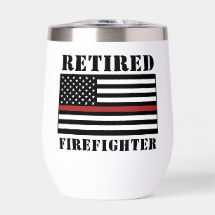 Custom Retired Firefighter Thin Red Line Thermal Wine Tumbler