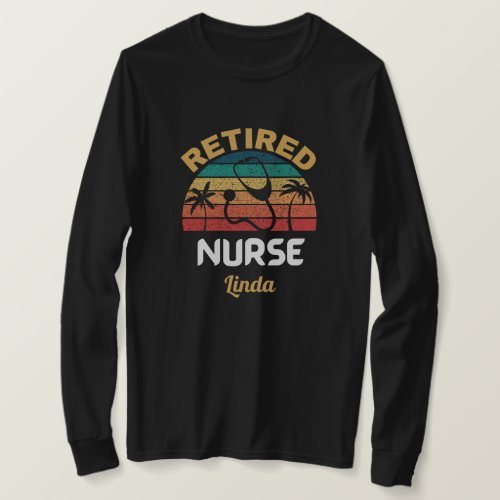 custom Retired nurse retirement vintage sunset T_Shirt