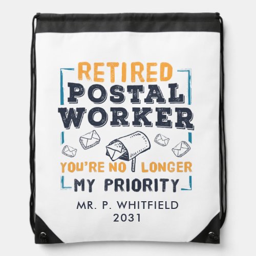 Custom Retired Postal Worker Mailman Retirement Drawstring Bag