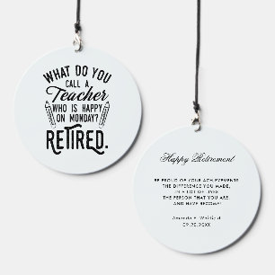 Custom Retired Teacher Gag Retirement Keepsake Wind Chime