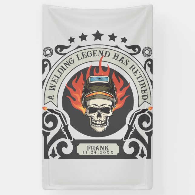 Custom retired welder legend add name banner (Vertical)