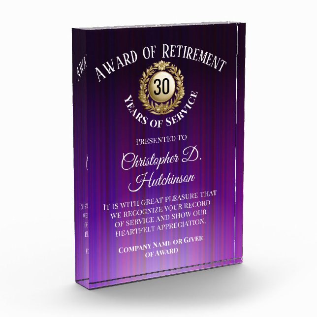 Custom Retirement Award Purple Floral Trophy (Left)