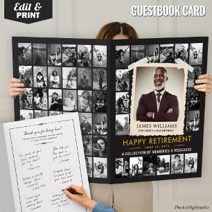 Custom Retirement Guest Book, Retro Photo Collage Card