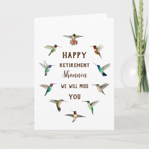 Custom Retirement Hummingbirds Card
