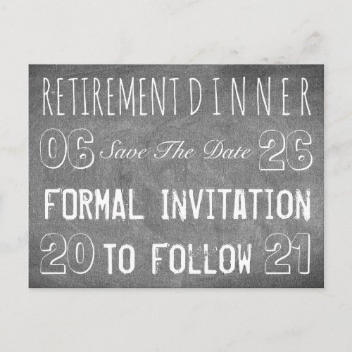 Custom Retirement Party Save The Date Chalkboard Announcement Postcard