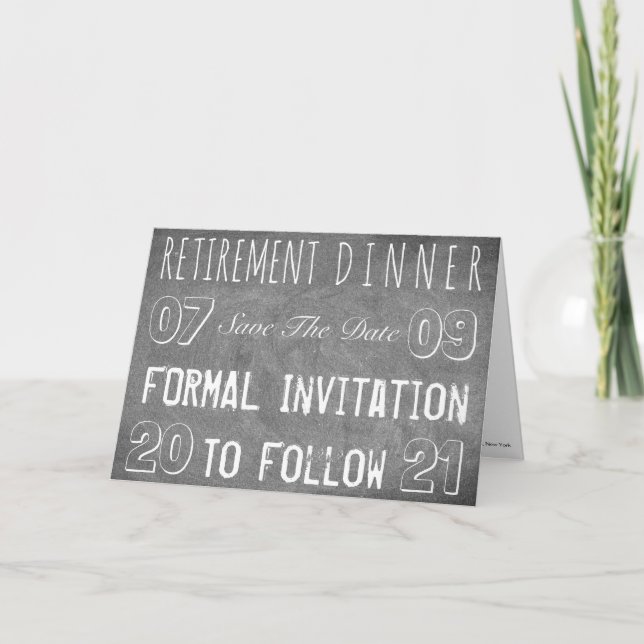 Custom Retirement Party Save The Date Chalkboard C Card (Front)