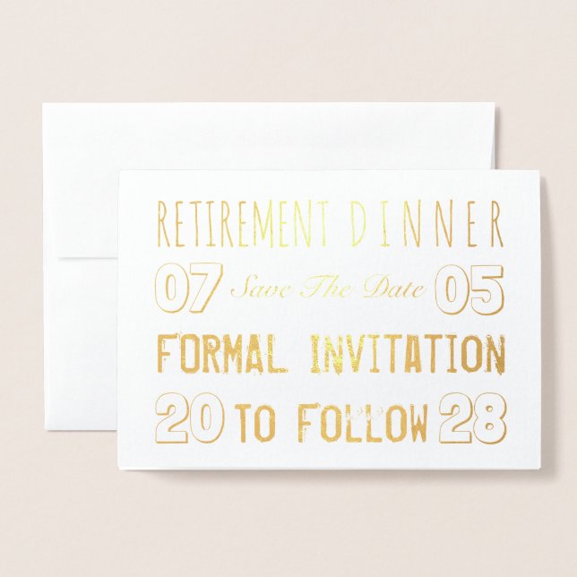 Custom Retirement Party Save The Date Foil Card (Front With Envelope)