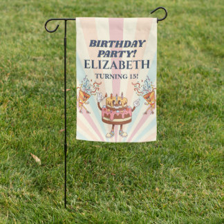 Custom Retro 15th Birthday Banner Celebration Gift Garden Flag