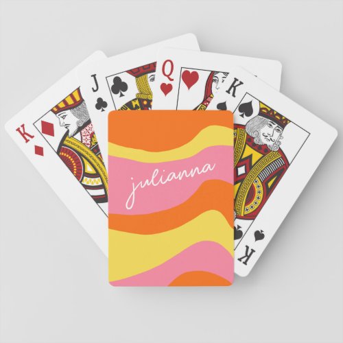 Custom Retro 70s Groovy Orange Pink Unique Playing Cards