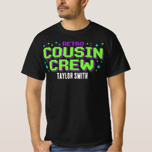 Custom Retro 8-Bit Cousin Crew Matching Gamer T-Shirt