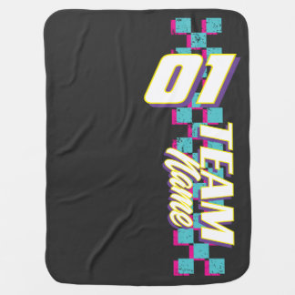 Custom Retro 90s Race Team Number Baby Blanket