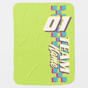 Custom Retro 90s Race Team Number Baby Blanket