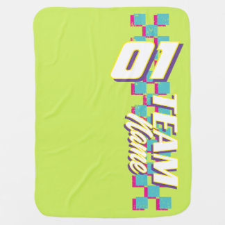 Custom Retro 90s Race Team Number Baby Blanket
