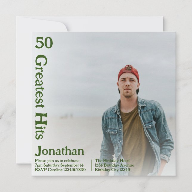 Custom Retro Album Cover Music 50th Birthday Invitation (Front)