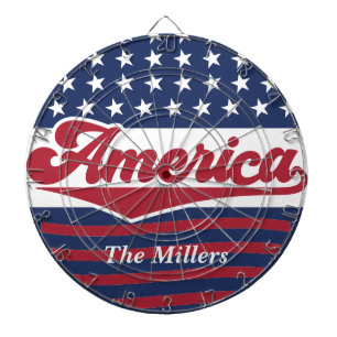 Custom Retro America Flag 4th Of July Dart Board