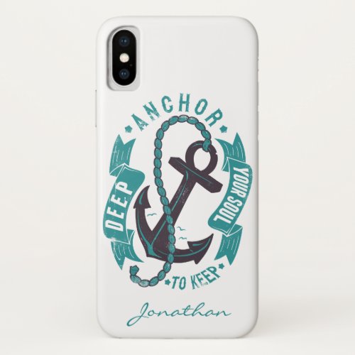 Custom Retro Anchor Deep Your Soul to Keep iPhone XS Case