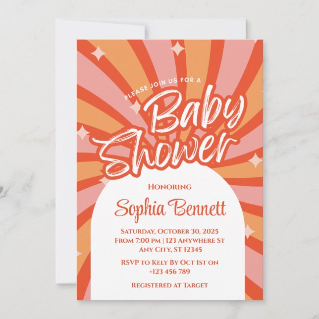 Custom Retro Baby Shower Invitation (Front)