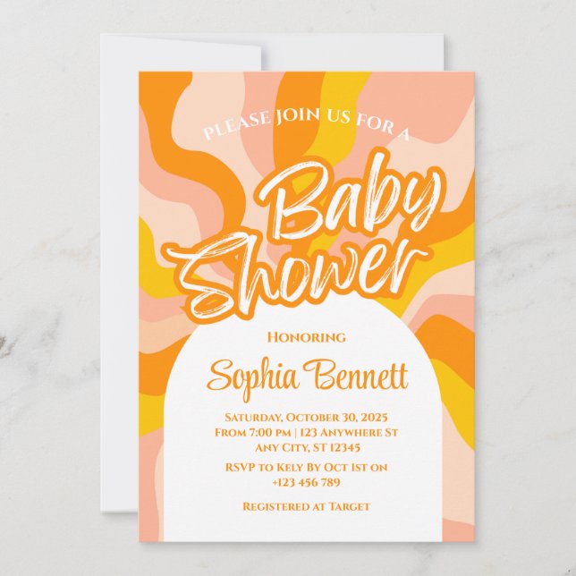 Custom Retro Baby Shower Invitation (Front)