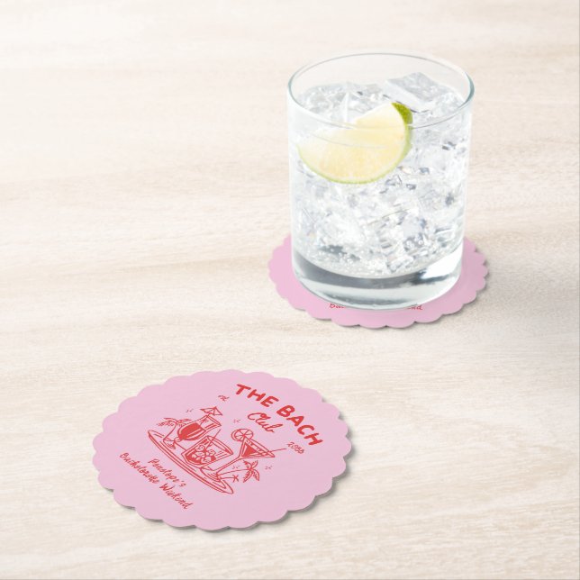 Custom Retro Bachelorette Party Decor Coasters (Insitu)