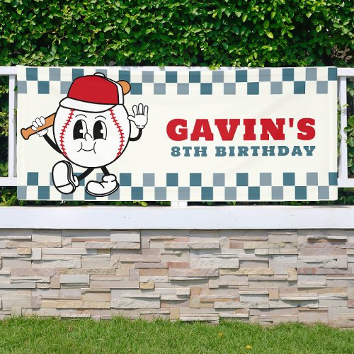 Custom Retro Baseball Birthday Party Vinyl Outdoor