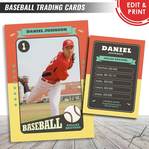 Custom Retro Baseball Trading Card Fun Player Card