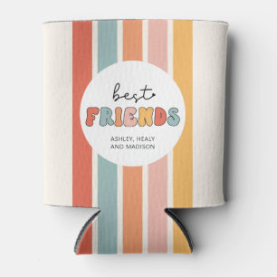 Custom Retro Best Friends BFFs Cute Besties Gifts Can Cooler
