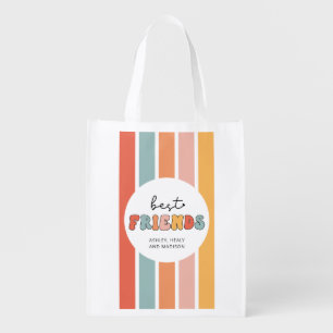 Custom Retro Best Friends BFFs Cute Besties Gifts Grocery Bag
