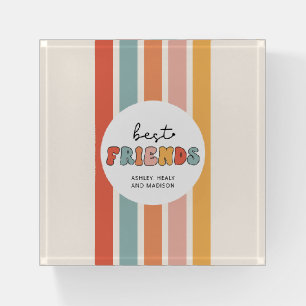 Custom Retro Best Friends BFFs Cute Besties Gifts Paperweight