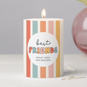 Custom Retro Best Friends BFFs Cute Besties Gifts Pillar Candle
