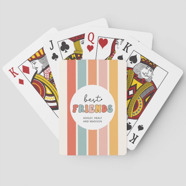 Custom Retro Best Friends BFFs Cute Besties Gifts Poker Cards (Back)