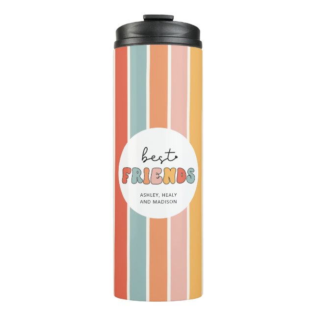 Custom Retro Best Friends BFFs Cute Besties Gifts Thermal Tumbler (Front)