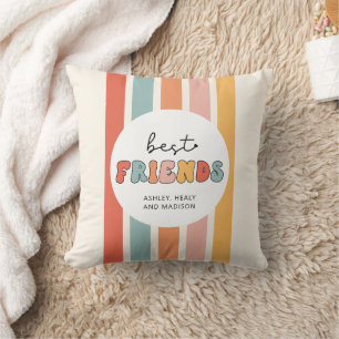 Custom Retro Best Friends BFFs Cute Besties Gifts Throw Pillow