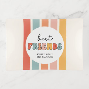 Custom Retro Best Friends BFFs Cute Besties Gifts Trinket Tray