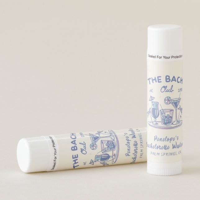 Custom Retro Blue Bachelorette Favor Lip Balm (Front)