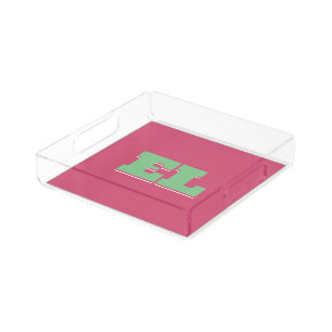 Custom Retro Bold College Dorm Monogram  Acrylic Tray
