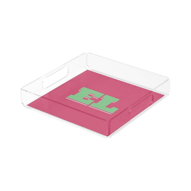 Custom Retro Bold College Dorm Monogram  Acrylic Tray (Angled)