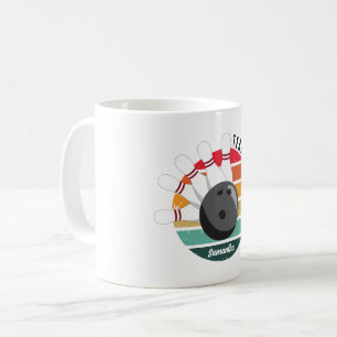 Custom Retro Bowling Pins Team & Player Name Coffee Mug