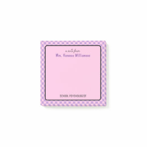 Custom Retro Check Pattern School Psychologist Post-it Notes