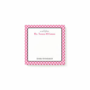 Custom Retro Check Pattern School Psychologist Post-it Notes