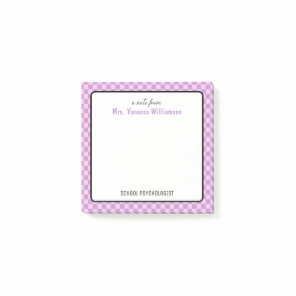 Custom Retro Check Pattern School Psychologist Post-it Notes