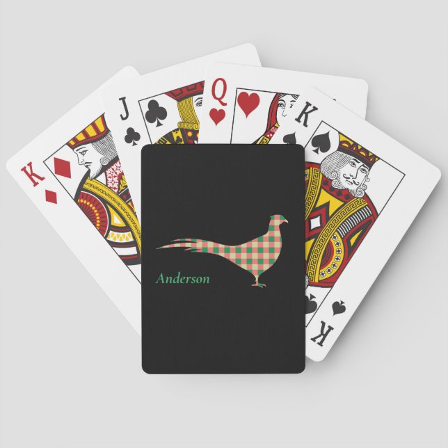 Custom Retro Checkered Bird Playing Cards Deck (Back)