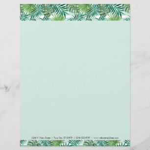 Custom Retro Chic Tropical Green Palm Leaves Letterhead