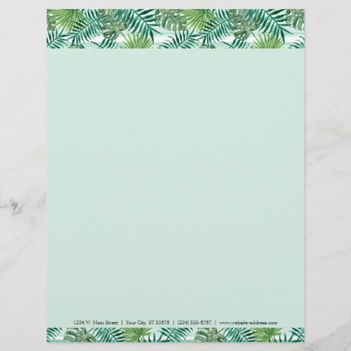 Custom Retro Chic Tropical Green Palm Leaves Letterhead