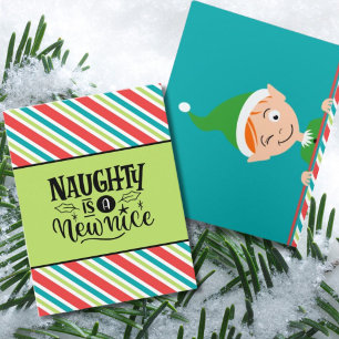 Custom Retro Christmas "Naughty is a New Nice" Card